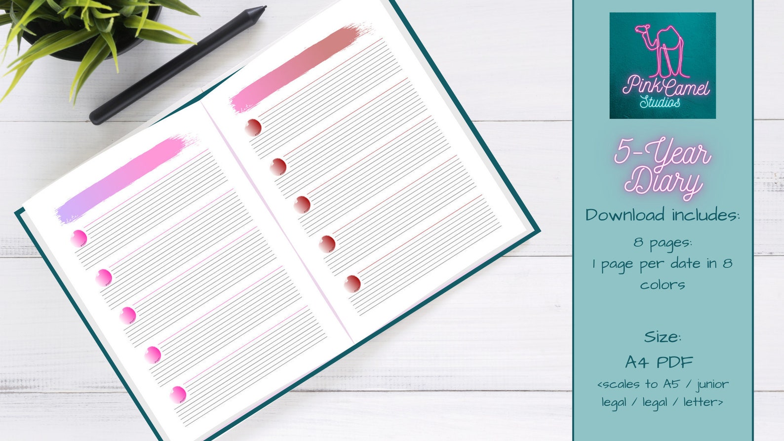 5-Year Diary Pages 1 day 1 page Printable Rainbow | Etsy