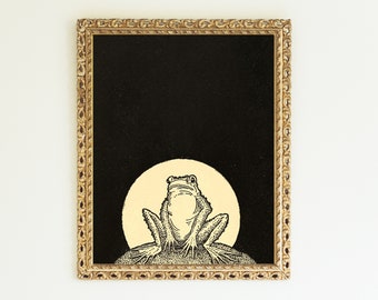 Physical Wall Art, Living Room Wall Art Print, Boho Art Print, Frog Wall Decor, Modern Art Mid Century Art Gallery Wall, Frog Art | 004