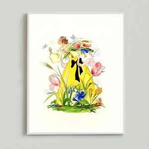 Physische Wandkunst, Wohnzimmer Wandkunst, Retro Kunstdruck, Blumenmädchen Wanddekor, moderne Kunst Mid Century Gallery Wall, | 012