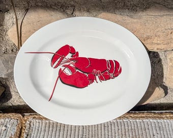 Vintage Atlas China Lobster Platter: 1950s Nautical Kitchen Decor