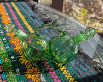 ミッドセンチュリーモダンハンドブローエメラルドオリーブグリーン