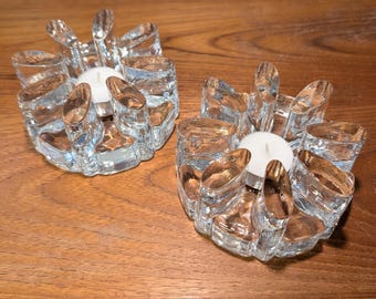 Vintage Bel Mondo Crystal Tealight Holders | West German Mid-Century Pair