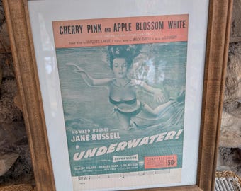 Partitura enmarcada de Jane Russell "¡Bajo el agua!", década de 1950 (14,5 x 18 pulgadas)