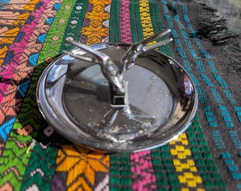 Vintage Art Deco Chrome Pincherette Dish with Twin Toucans — A Hamilton Product (USA)