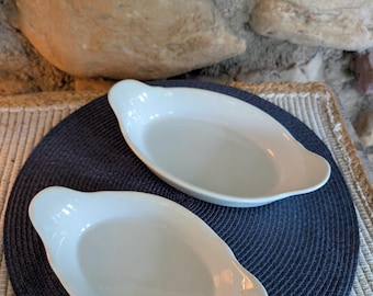 Vintage Dansk Portugal Set de 2 platos para hornear ovalados blancos Au Gratin