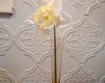 Hand Blown Bullicante Bud Vase: Amber & Clear Art Glass, Mid Century Decor