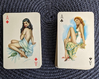 Cartas de jogar vintage Pin Up, conjunto duplo de 2, 54 peças x 2, cartas de jogar GDR