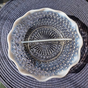 Vintage Moonstone Hobnail Divided Dishes: Anchor Hocking Opalescent Bowls, Set of 2