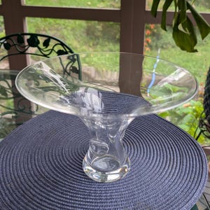 Large Vintage Steuben 9.5&quot; Thumbprint Vase – Mid-Century Crystal by George Thompson – Signed Pedestal Trumpet Vase