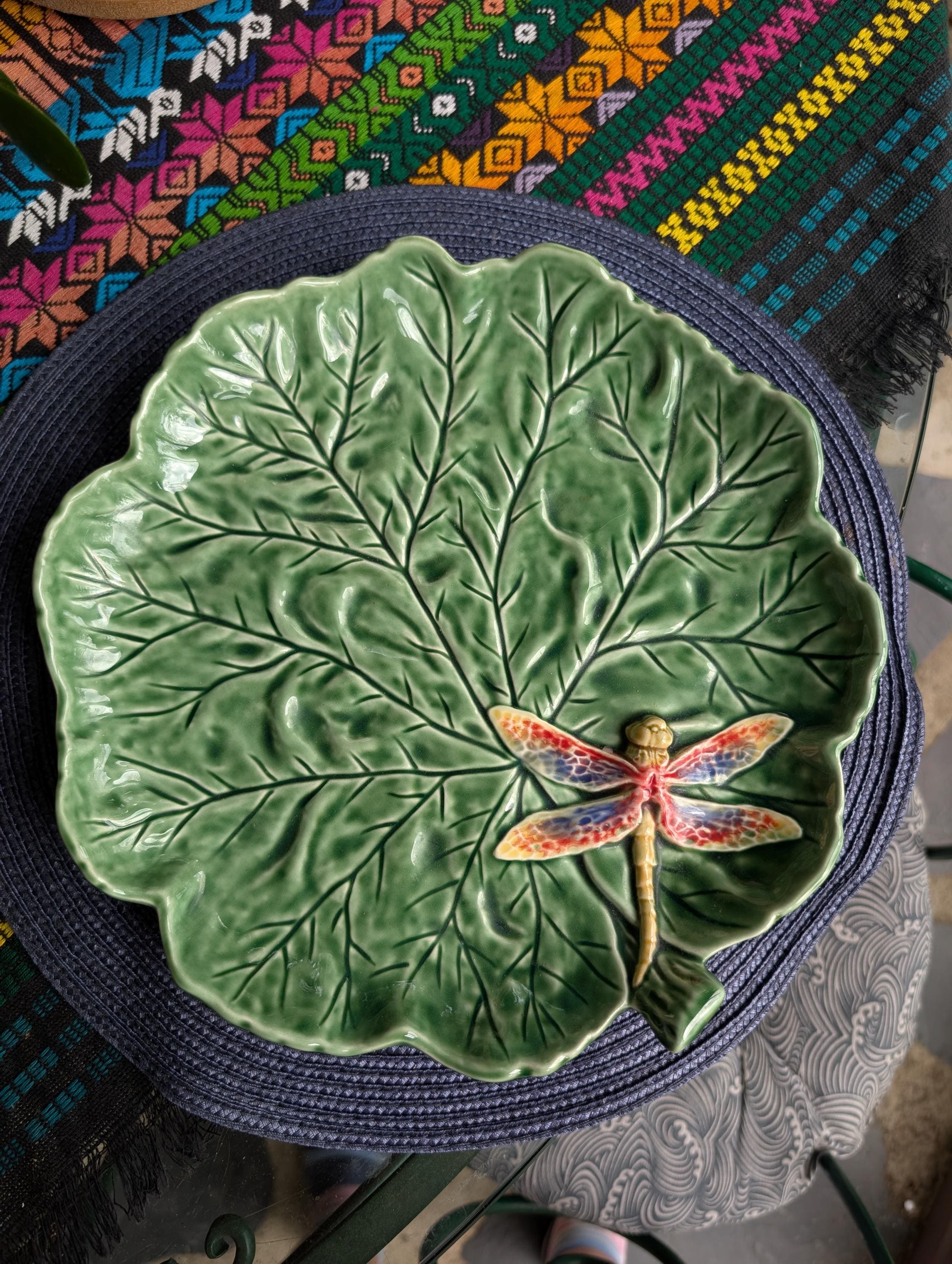 Bordallo Pinheiro Leaf Platter With Dragonfly – Portugal – 11