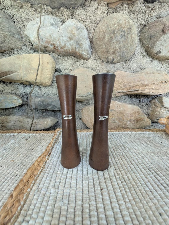 Vintage Teak Salt & Pepper Shakers: Mid-Century Modern Danish Style