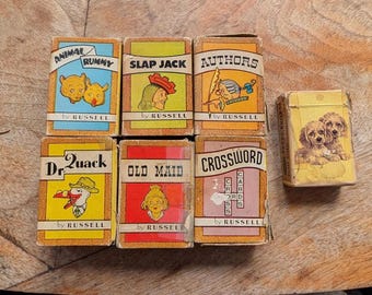 Vintage Set of 7 Miniature Card Games – 6 Russell Big Little Games