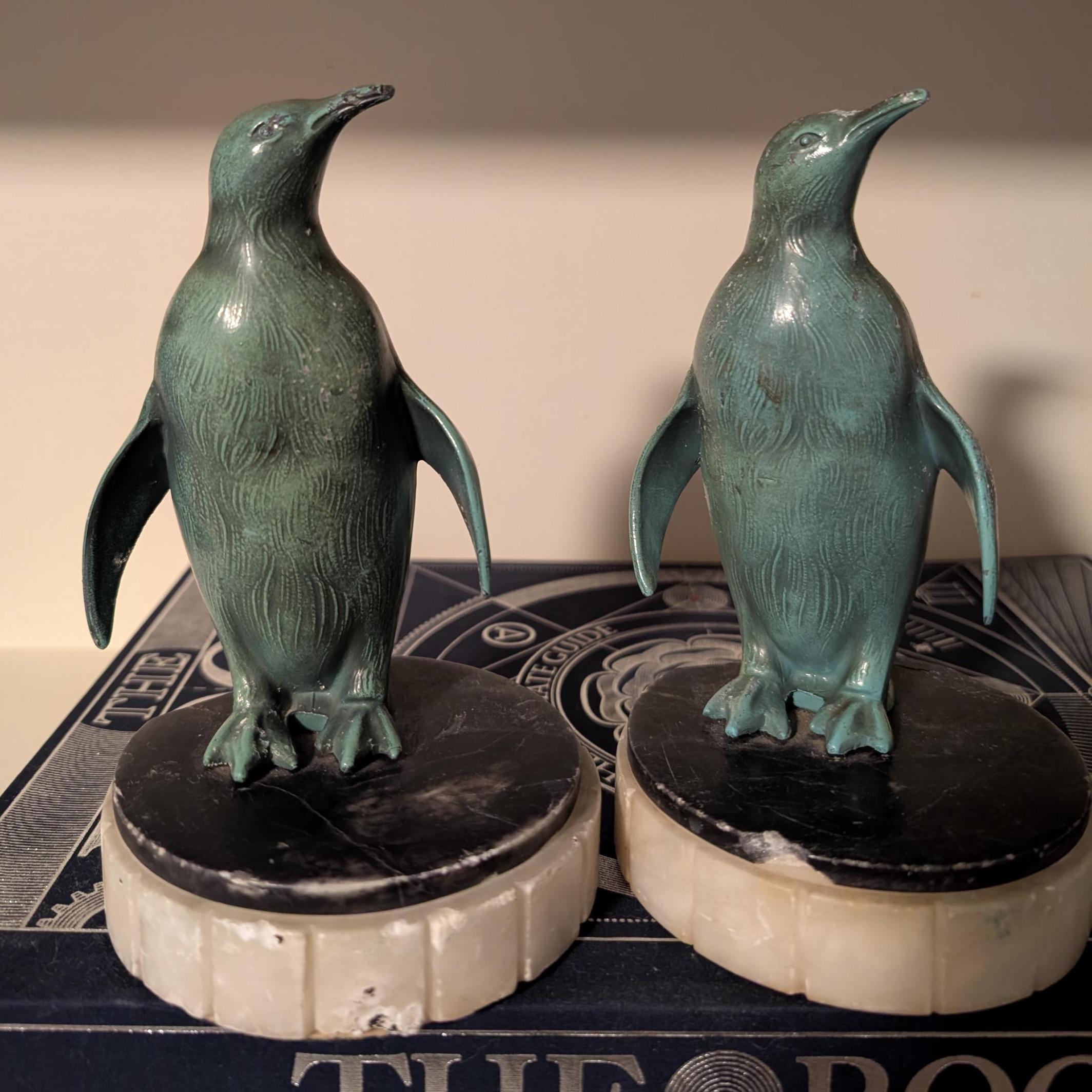 Serre-Livres Pingouin, 1930s, Set de 2 en vente sur