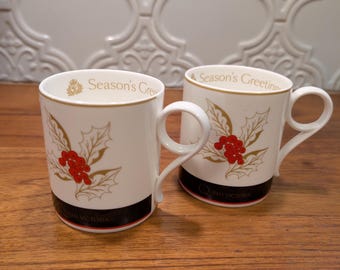 Vintage Wedgwood Christmas Mugs: Queen Victoria & Elizabeth, Holly Design