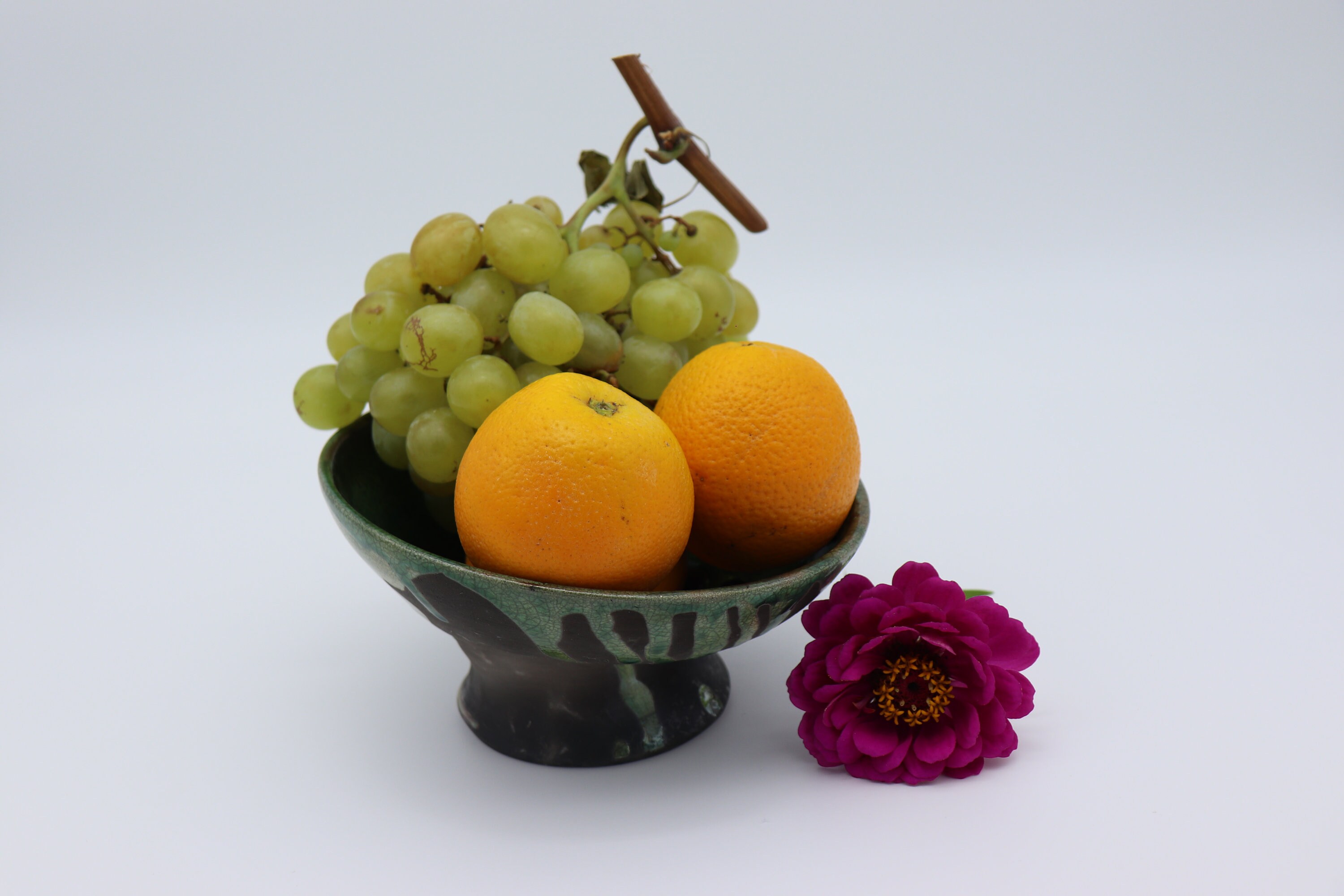 Coupe de Fruits en Raku Vert Cuivre.