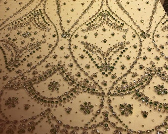 Rhinestone Swirl Design Tulle - Luxury Bridal, Evening Wear and Couture