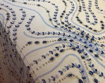 Handmade Rhinestone Tulle Fabric: Floral Bridal Couture