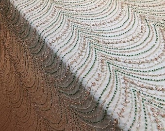 Handcrafted Luxury Tulle Fabric for Bridal & Prom Dress – Embroidered with Beads, Sequins and Rhinestones