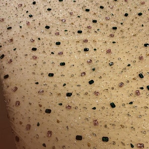 Exquisite Hand-Beaded Tulle Fabric – Crystal, Glass Beads Embellishment for Bridal, Gowns & Couture Dresses