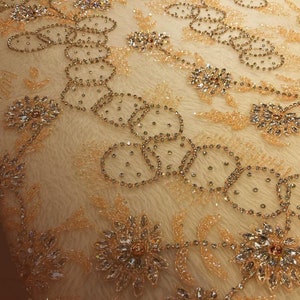 Modern Contrasting Hand Beaded Crystal Fabric for Dresses
