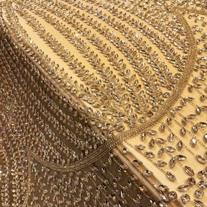 Heavy High End Handmade Fabric - Rhinestone Embellished Tulle Mesh