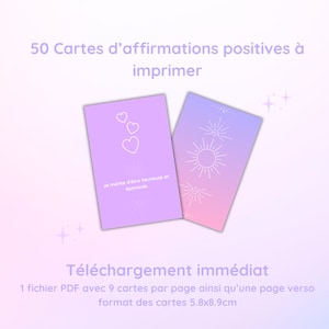 50 Cartes d'affirmations Positives - mindset - motivation -  Téléchargement numérique