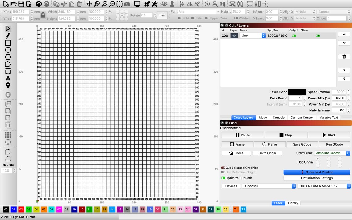 Ortur Master 2 laser grid 400 x 430 Lightburn digital file Etsy