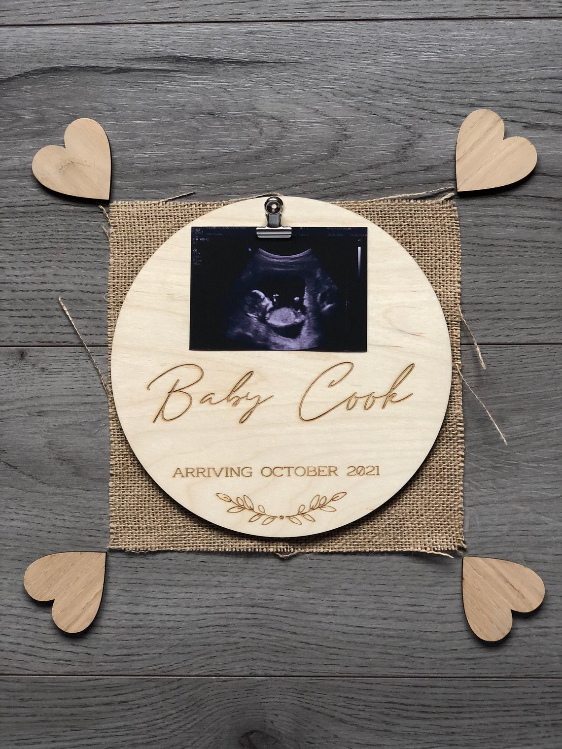 Baby Scan Pregnancy Announcement Plaque Surname Etsy