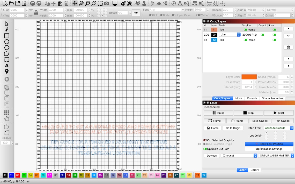 Metric Ortur Master 2 Laser Grid 400 X 430 lightburn Digital Etsy