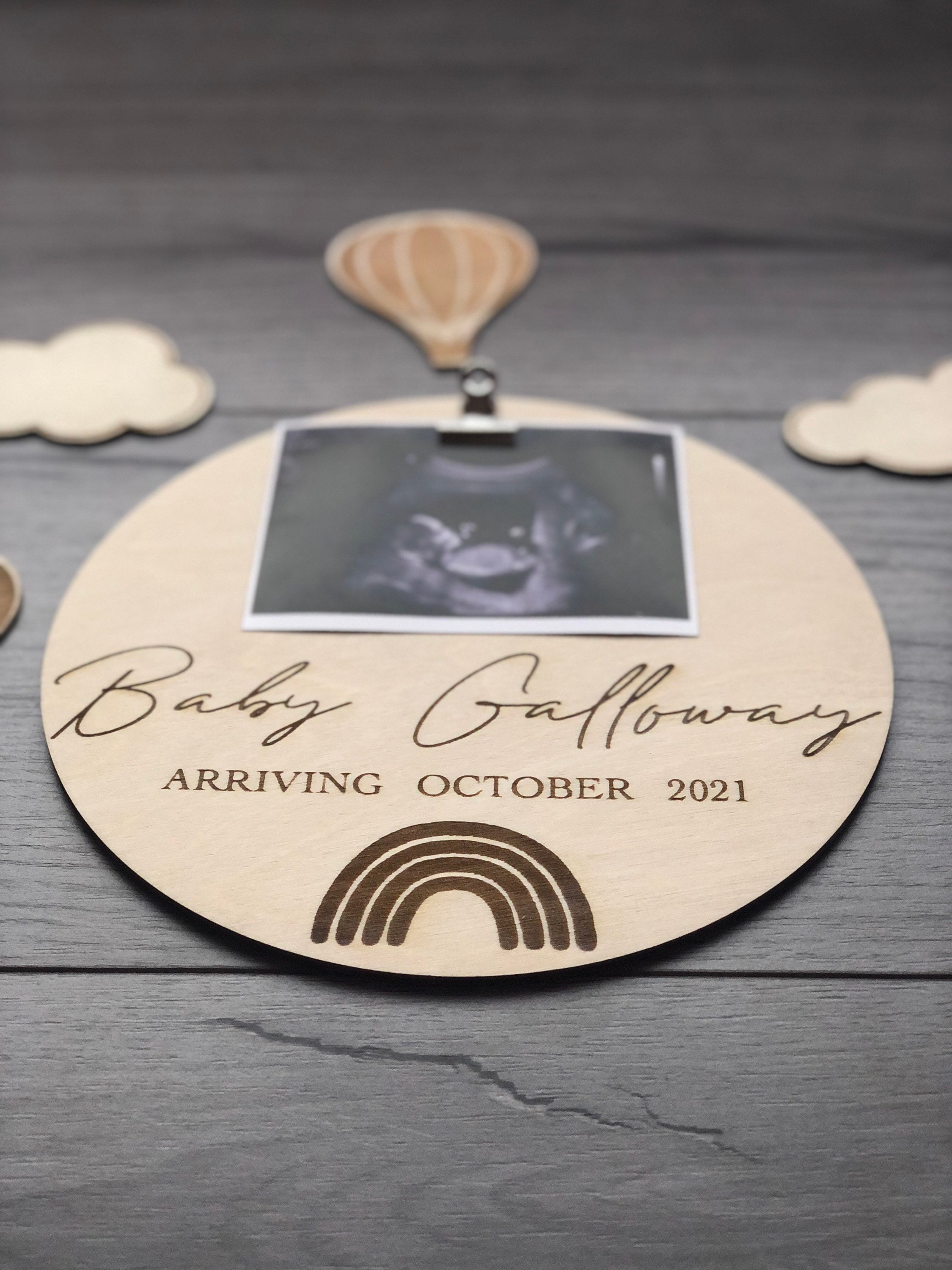 Baby Scan Pregnancy Announcement Plaque Surname Etsy