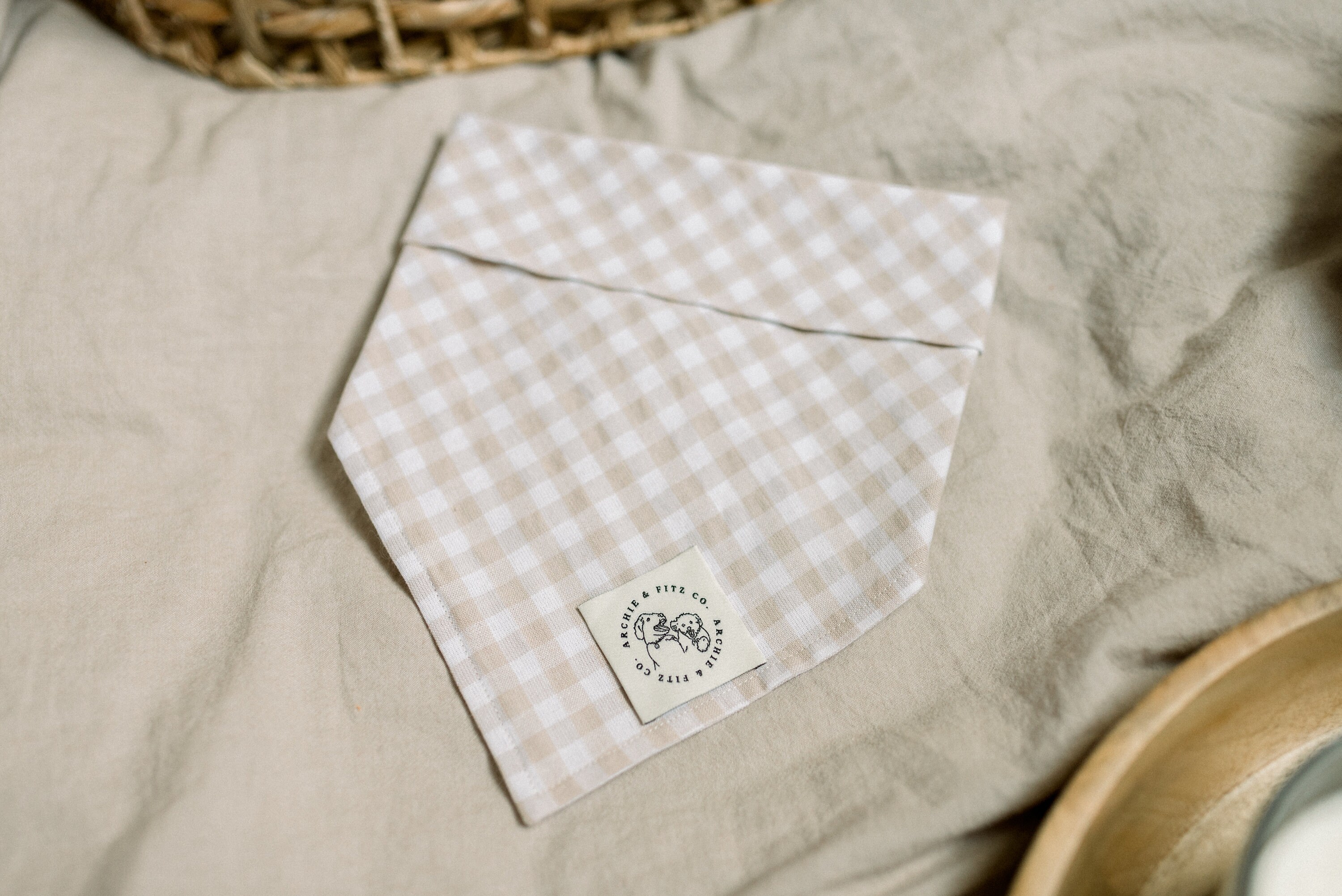 Vanilla Creme | Dog Bandana | Pet Accessory Cotton Puppy Fall Autumn Check Plaid