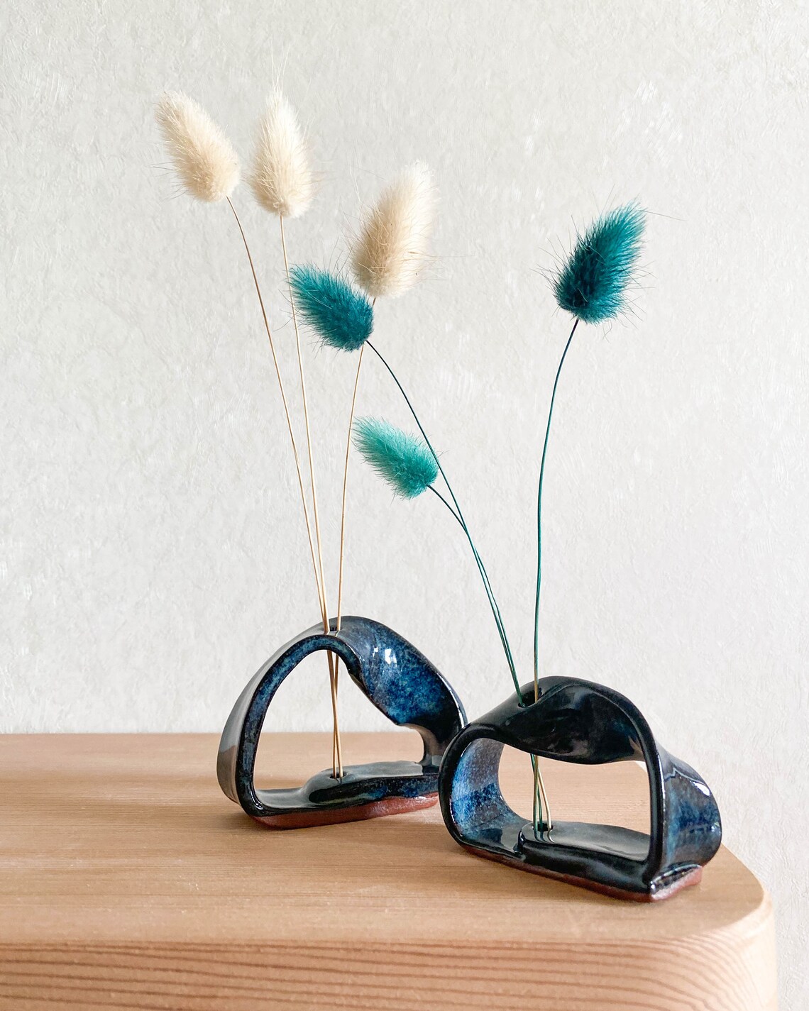 Set of 2 Ceramic Twisty Flower Stem Holders Stem Vase Etsy