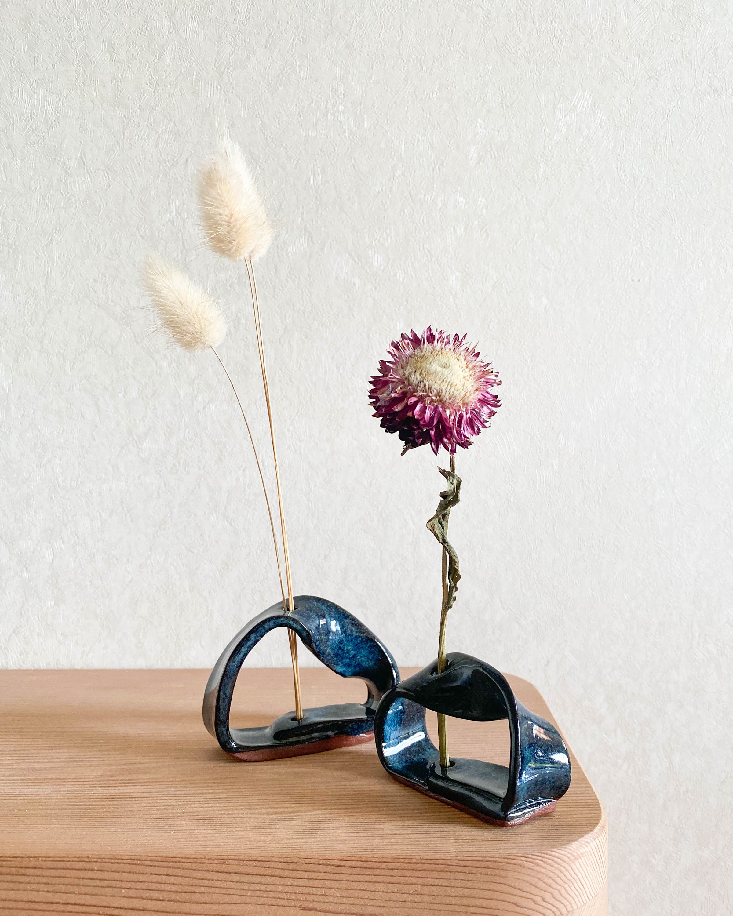 Set of 2 Ceramic Twisty Flower Stem Holders Stem Vase Etsy