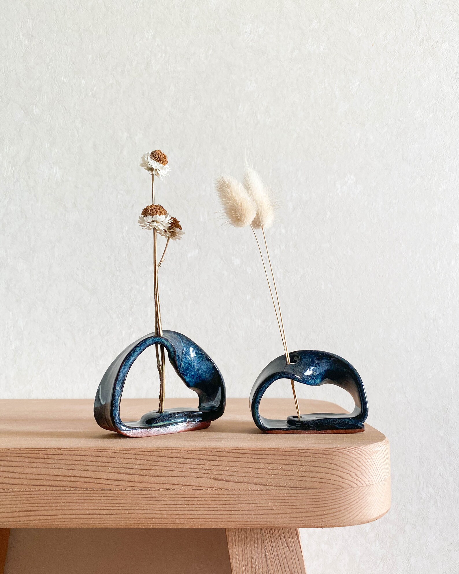 Set of 2 Ceramic Twisty Flower Stem Holders Stem Vase Etsy