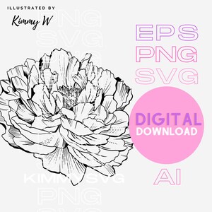 Peônia desenhada à mão SVG PNG AI eps Download digital