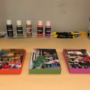 My London Flower Shops, Londres Royaume-Uni (The Set). 3 X Photographie sur bloc en bois. Prêt à accrocher ou à afficher. Art déco. Instagram Wall Art.