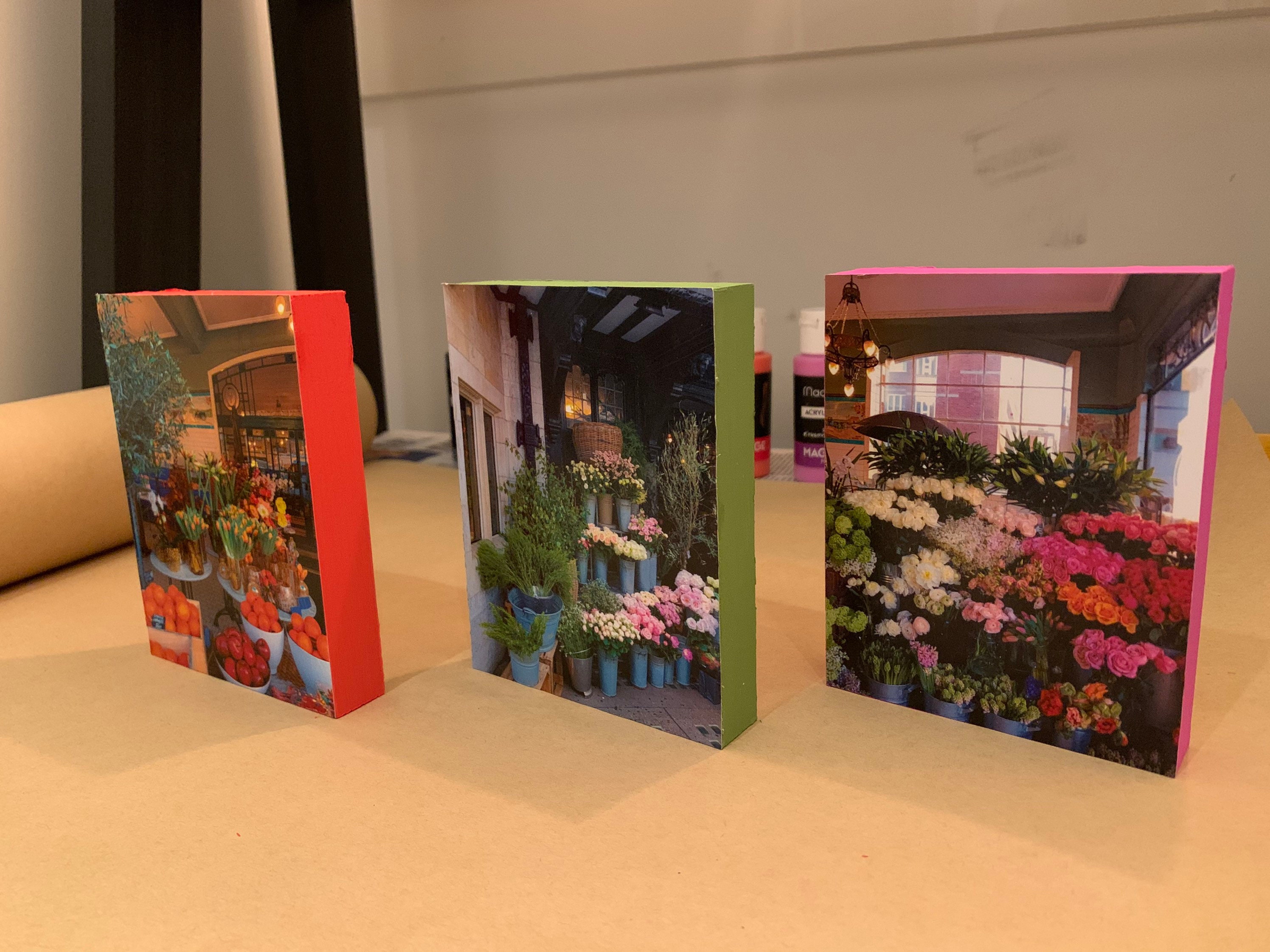 My London Flower Shops, London UK the Set. 3 X Photography on Wooden