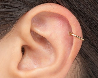 14k Solid Gold 9MM 19g Hoop Clicker | 9MM Single Clicker Earring | Dainty Gold Hoop Earring | Solid Gold Hinged Segment | Gold Clicker