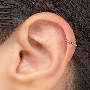 Aro de oro macizo de 14 k de 9 mm y 19 g con cierre de clic / Arete de clic sencillo de 9 mm / Arete de aro de oro delicado / Segmento con bisagra de oro macizo / Clicker de oro
