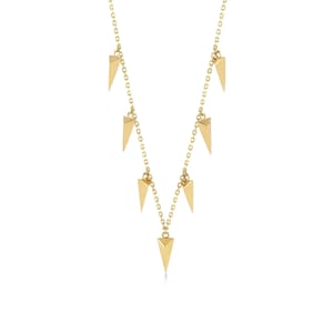 Station Triangle Minimal Pyramid Necklace for Women | 14K Solid Gold Jewelry | Geometric Pendant | Gift for Her | 1 Piece | Havana