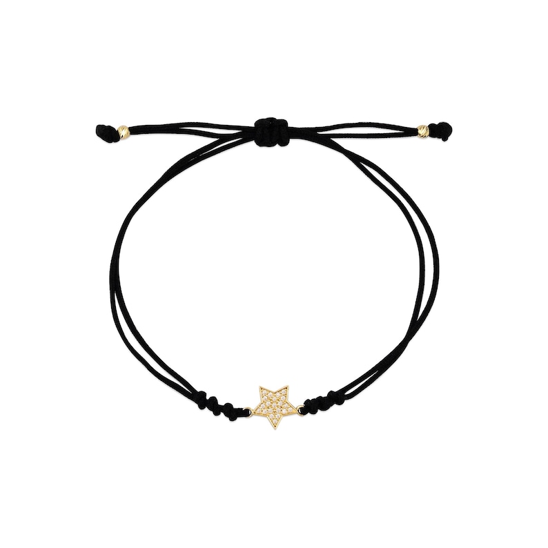 CZ Star Adjustable String Bracelet in 14K Gold | Celestial Chance Rope ...
