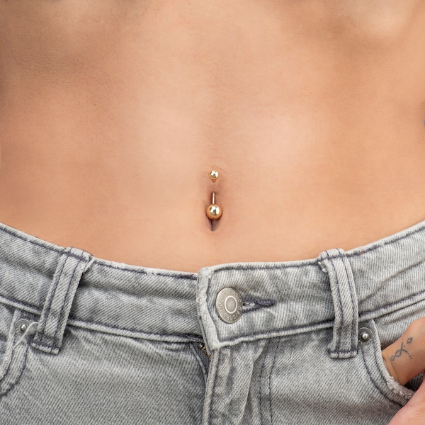 14k Solid Gold Belly Button Ring | Navel Piercing | Body Piercing | Body Jewelry | Gold Navel Piercing | Gold Piercing | Belly Ring Jewelry