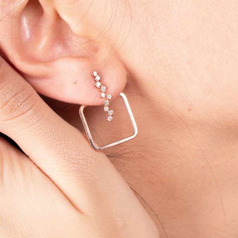 14k White Diamond / Cabaret Queen Earrings / 14k Gold Earring /