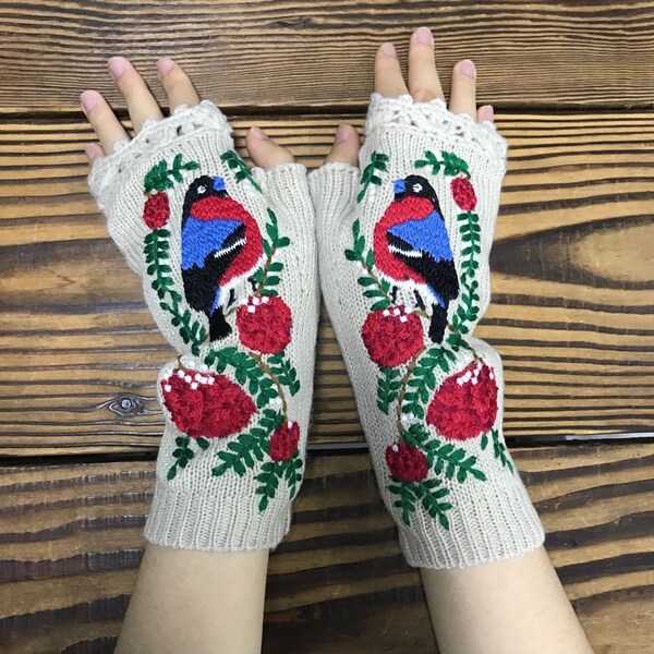 Embroidered Gloves Etsy