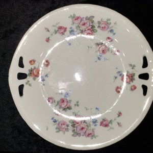 Antique German Cake Plate with Open Handles -  Marked Roman V