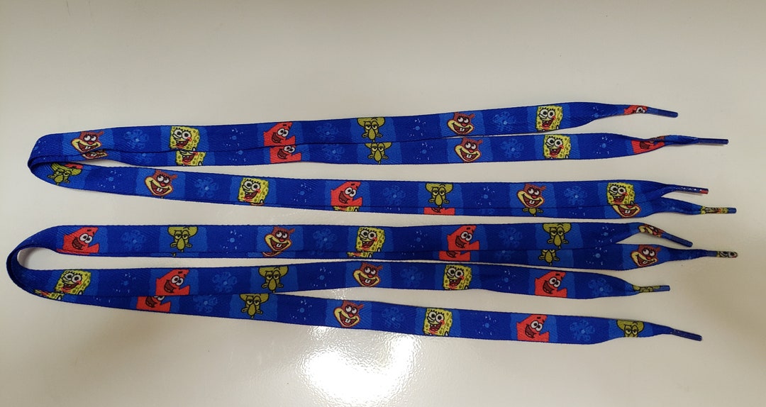 2 Pairs of Blue Spongebob Shoe Laces Double Sided 36 Etsy