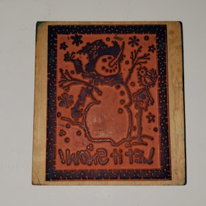 Vintage Snow Man Rubber Stamp, Let It Snow!