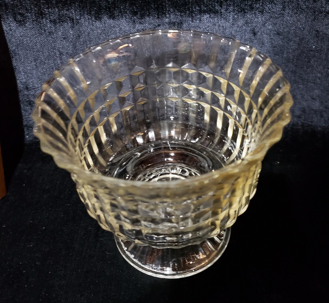 1986 FDTA Clear Pedestal Vase Compote Etsy