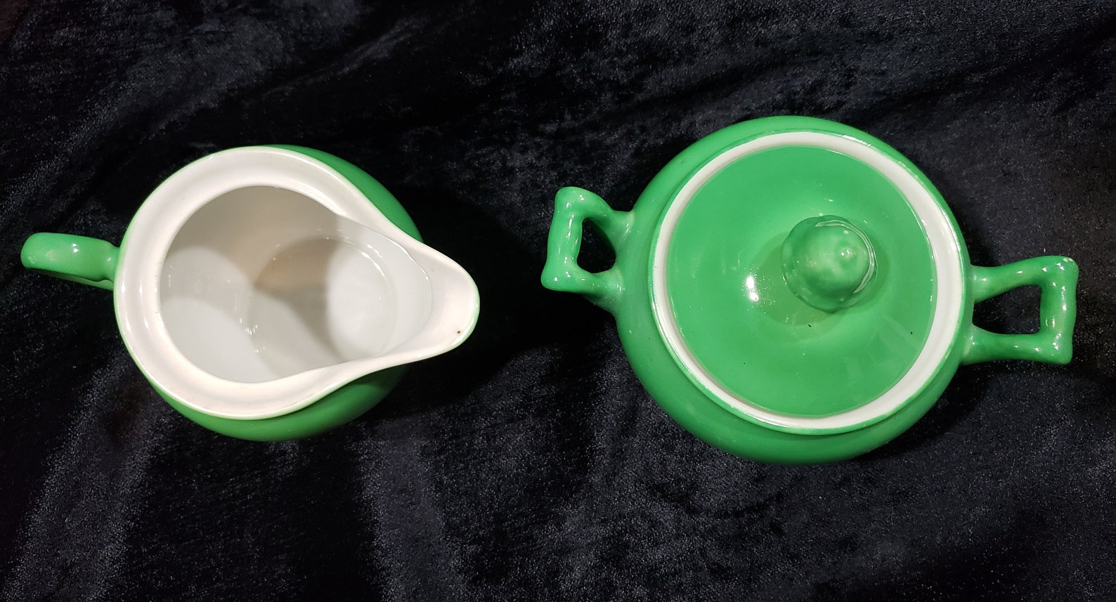 Vintage Green Sugar Bowl y Creamer Made in Japan Etsy España