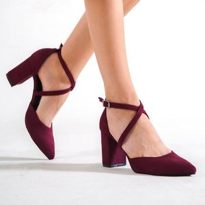 Plum block heel shoes hotsell